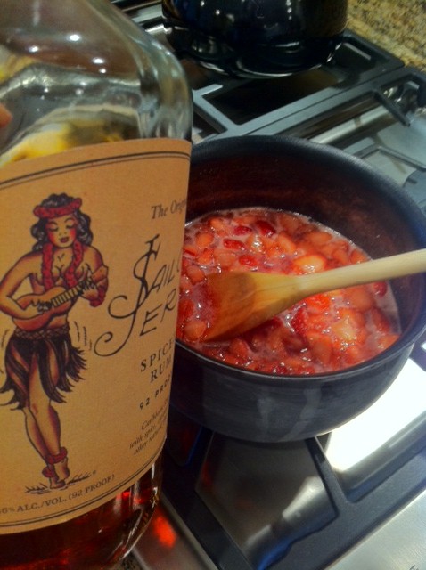 Sunday Fun Fresh Strawberry and Rum Sticky Buns with Sailor Jerrys