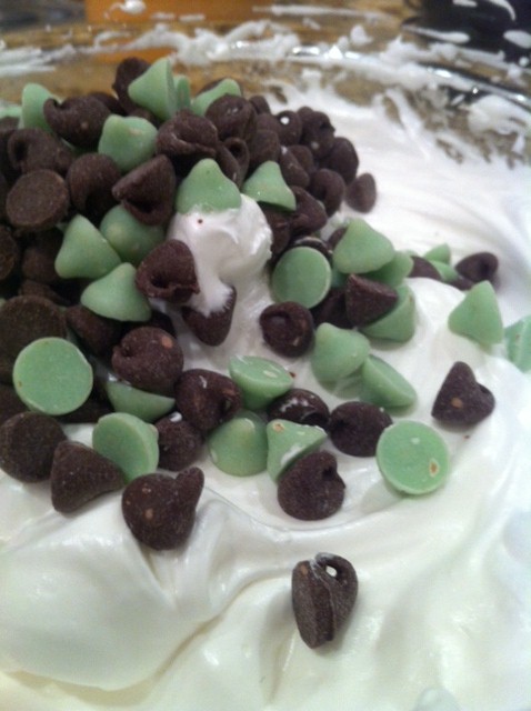 Beat sugar in until mixture is stiff and shiny...then add the chips!