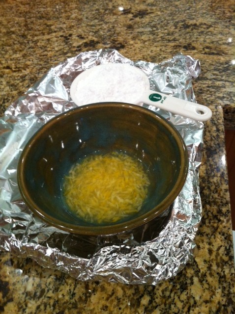 For the glaze...whisk powdered sugar and remaining lemon zest and juice!