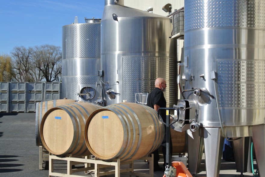 Sergio Martinez of Martinez/ Martinez getting ready for barrel tasting early Sunday morning. 
