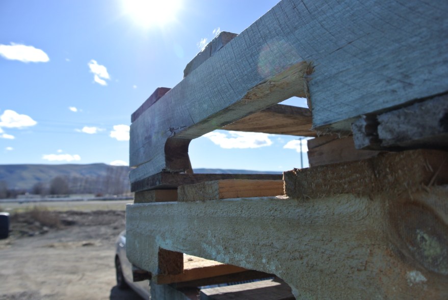Pallets behind Martinez Martinez winery